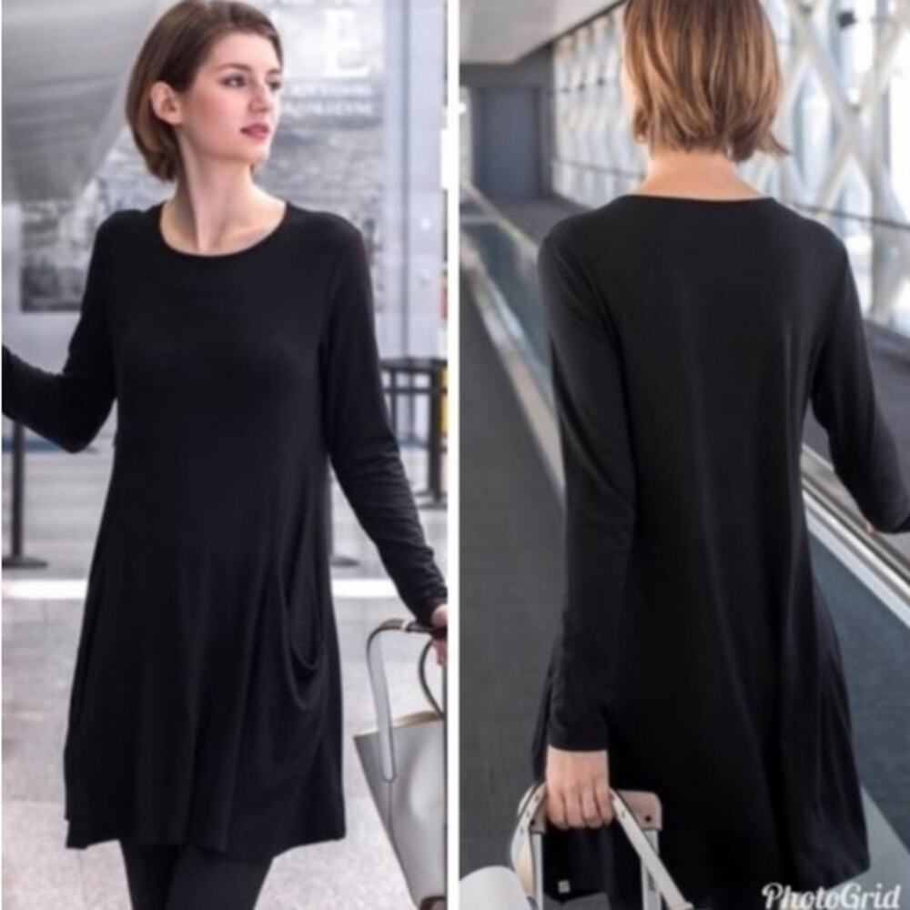 Betabrand Travel Pocket Stretch Black Mini Dress Size Medium